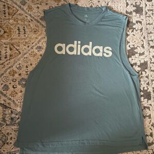 Adidas Tank Top Women's  Large Green Sleeveless Training Workout Running Logo